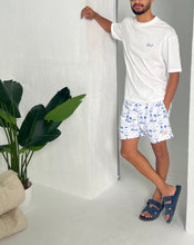 Load image into Gallery viewer, White Patterned Swimshorts
